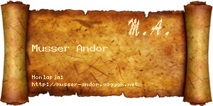 Musser Andor névjegykártya
